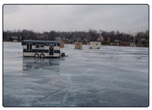 Motor Homes parked on iced over lake | Getting to Know the Ice